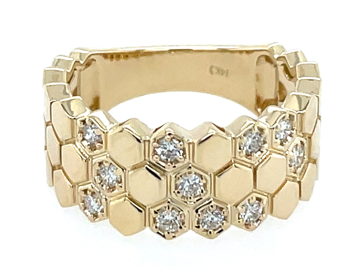 Diamond Honeycomb Ring, 8.9mm