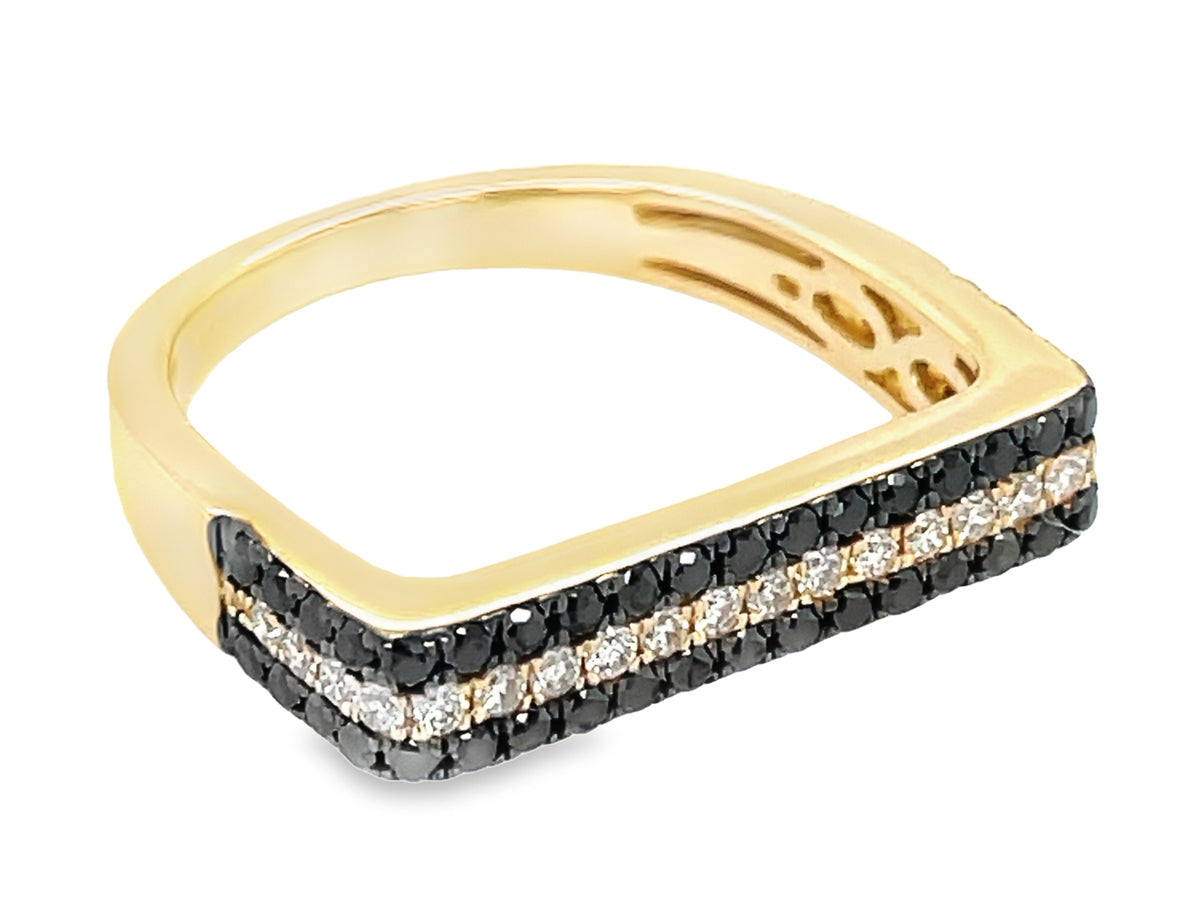 BLACK & WHITE DIAMOND FLAT BAR RING