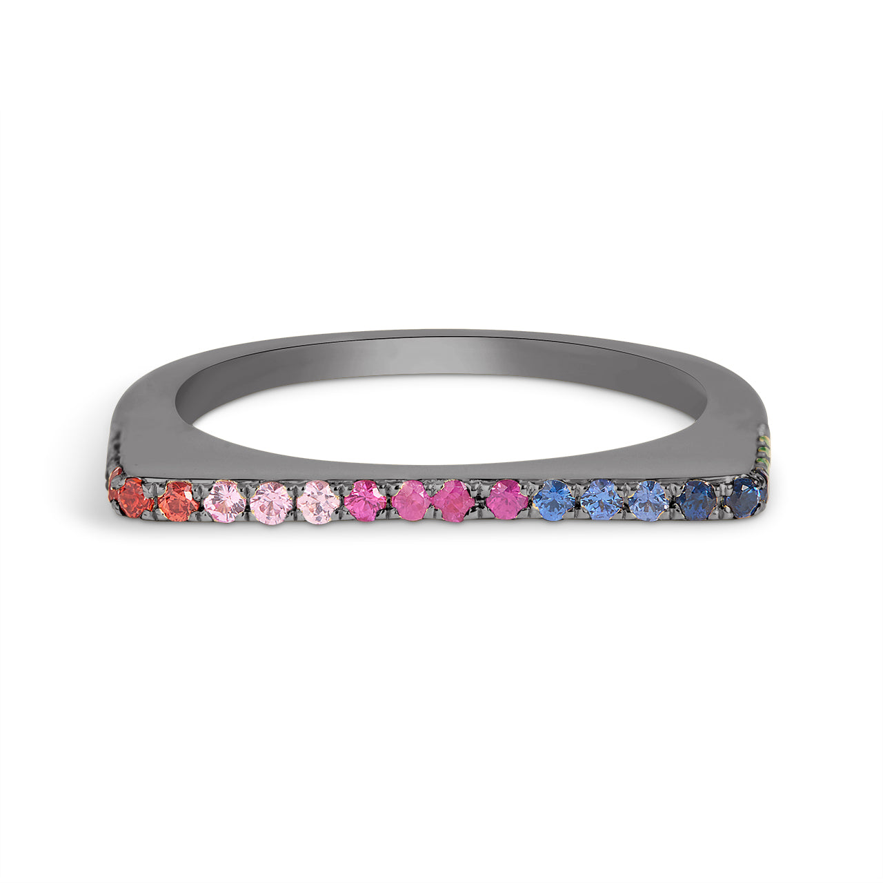 Rainbow Sapphire Square Stackable Band