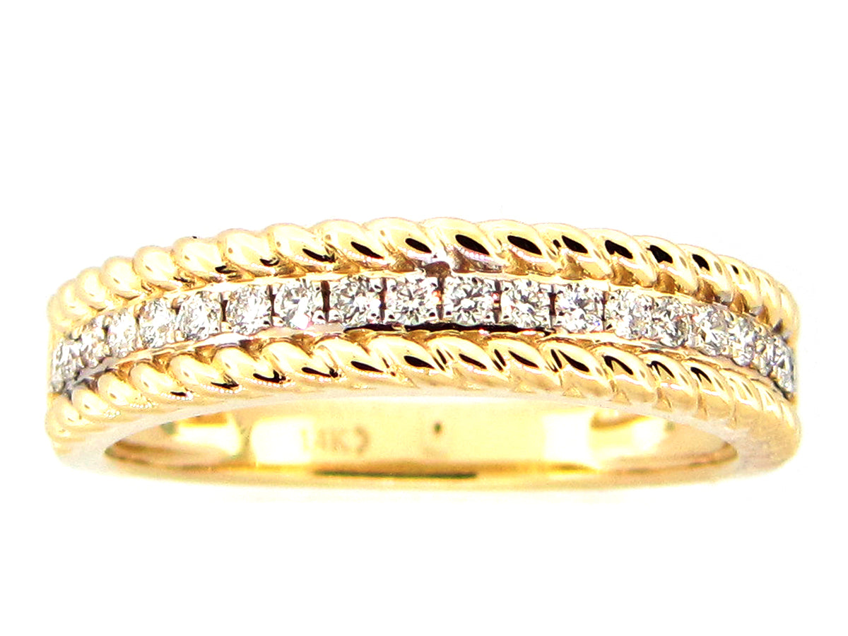 Diamond Braided Edge Ring, 14ky (N)