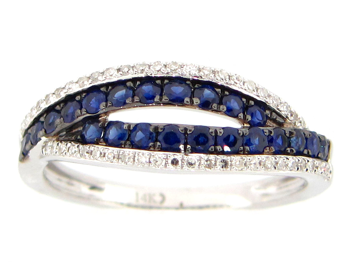 SAPPHIRE & DIAMOND RING, 14KW (H)