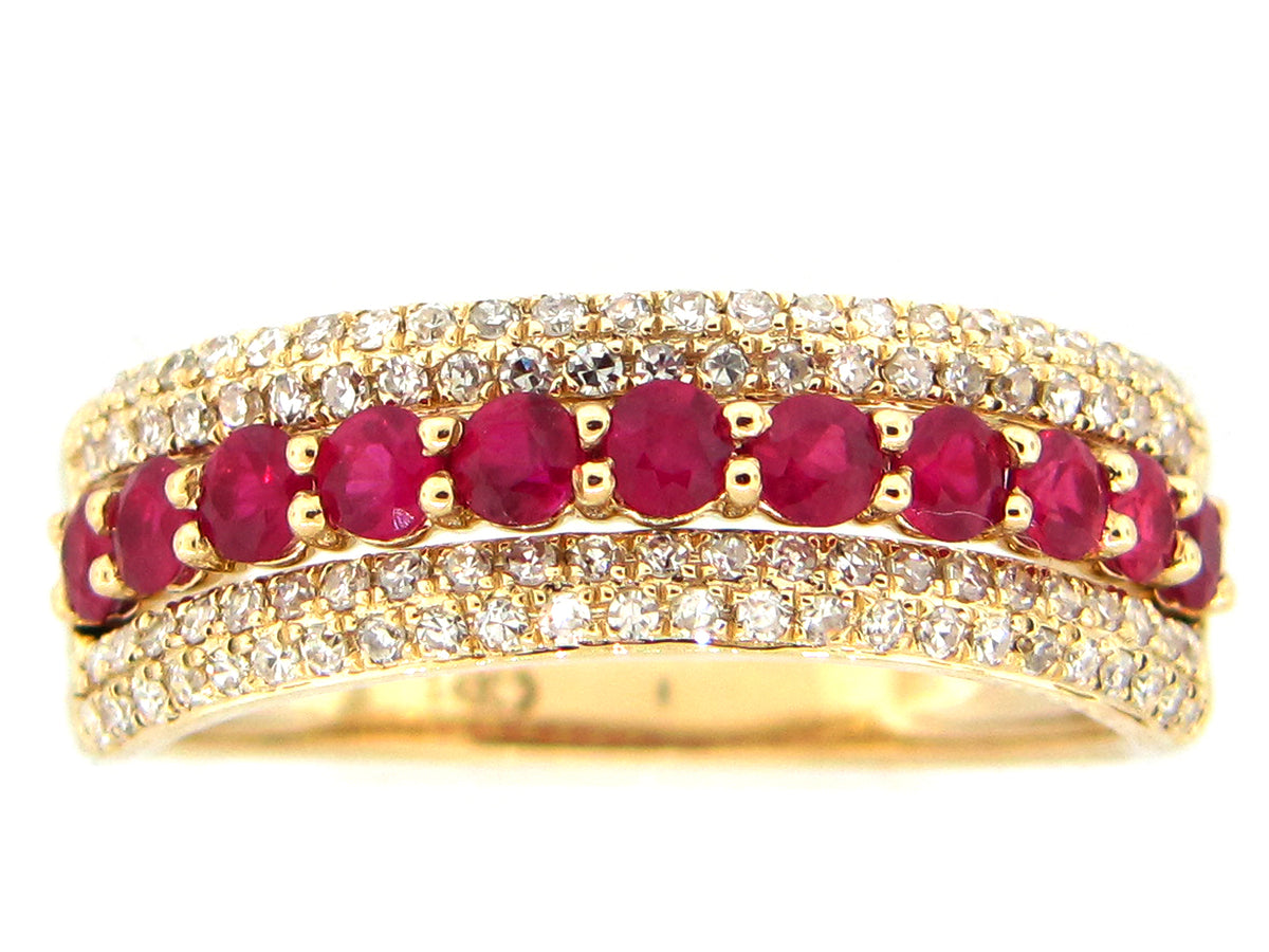 RUBY & DIAMOND RING, 14KY (H)