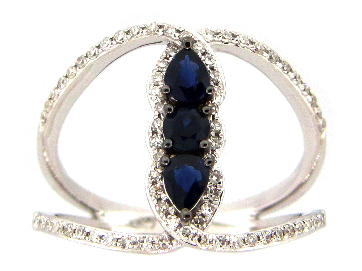 SAPPHIRE & DIAMOND RING, 14KW (H)
