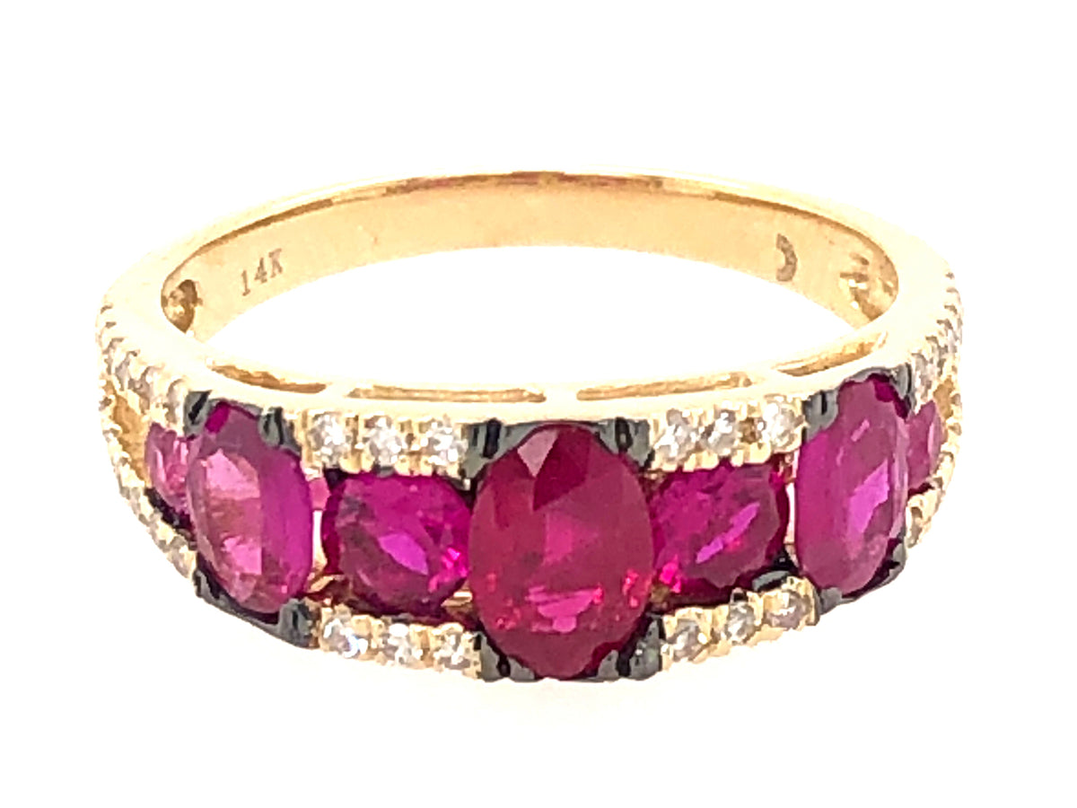 RUBY & DIAMOND RING, 14KY (H)