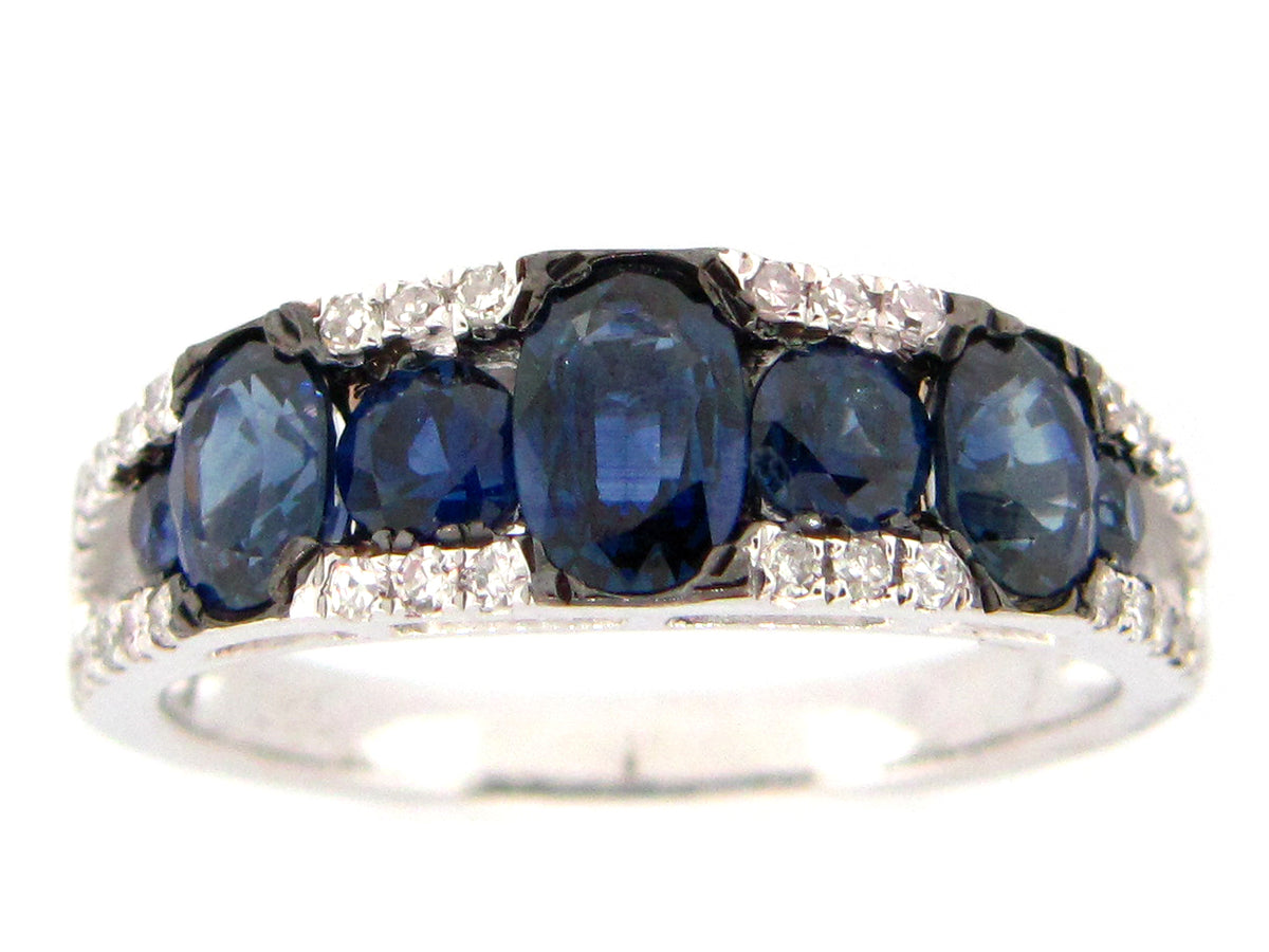 SAPPHIRE & DIAMOND RING, 14KW (H)