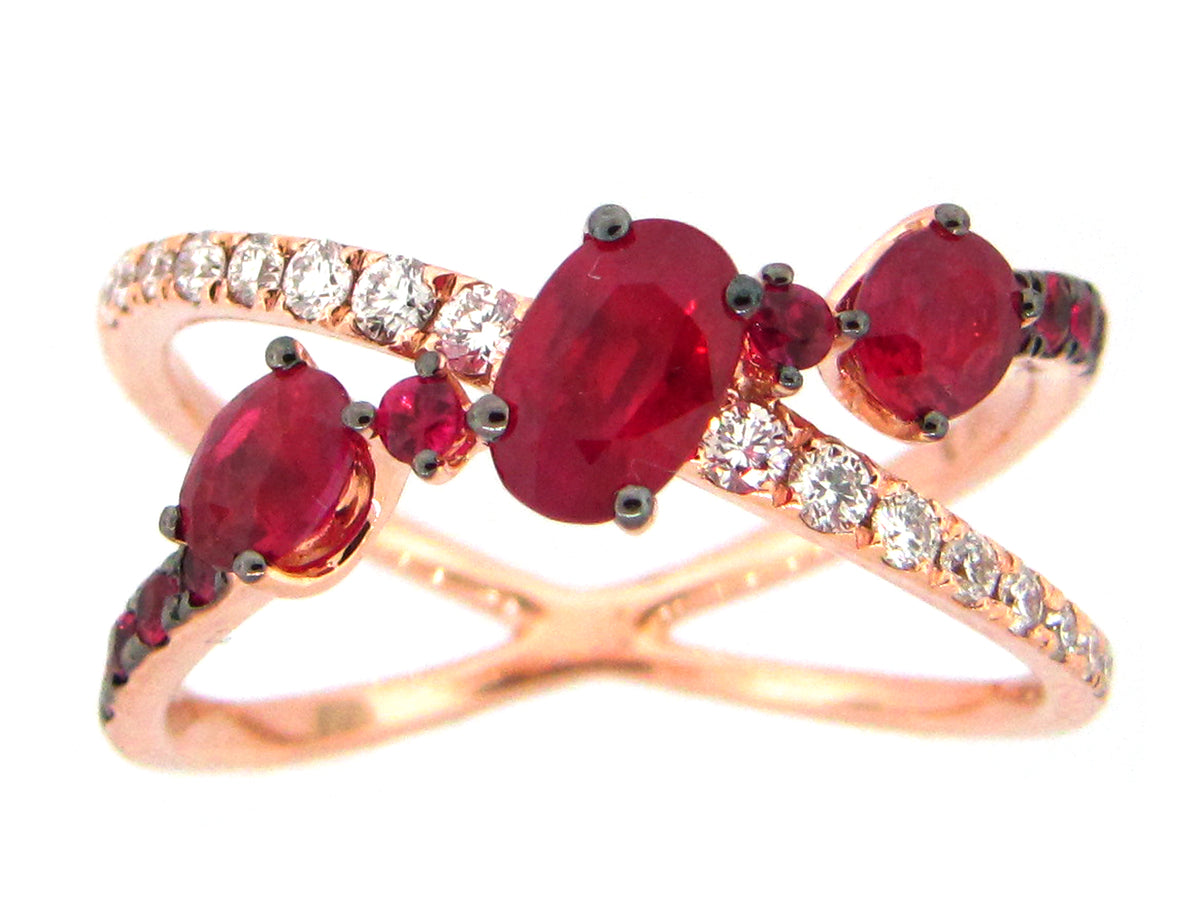 RUBY & DIAMOND RING, 14KR (H)