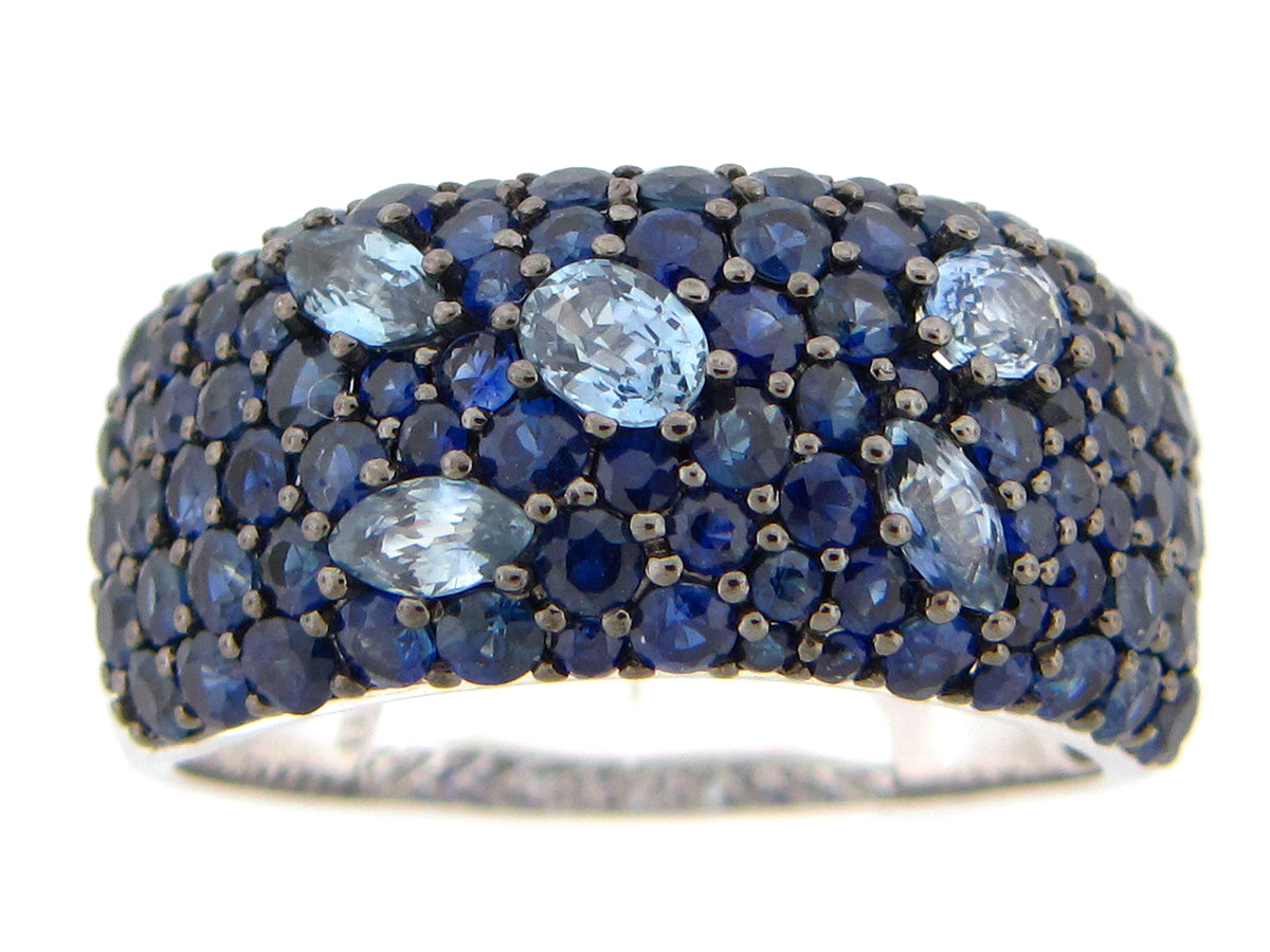 SAPPHIRE PAVE DOME RING, 14KW (H)