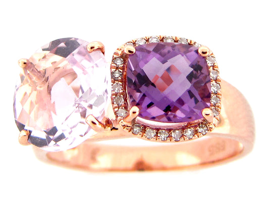 AMETHYST & DIAMOND RING, 14KR (H)