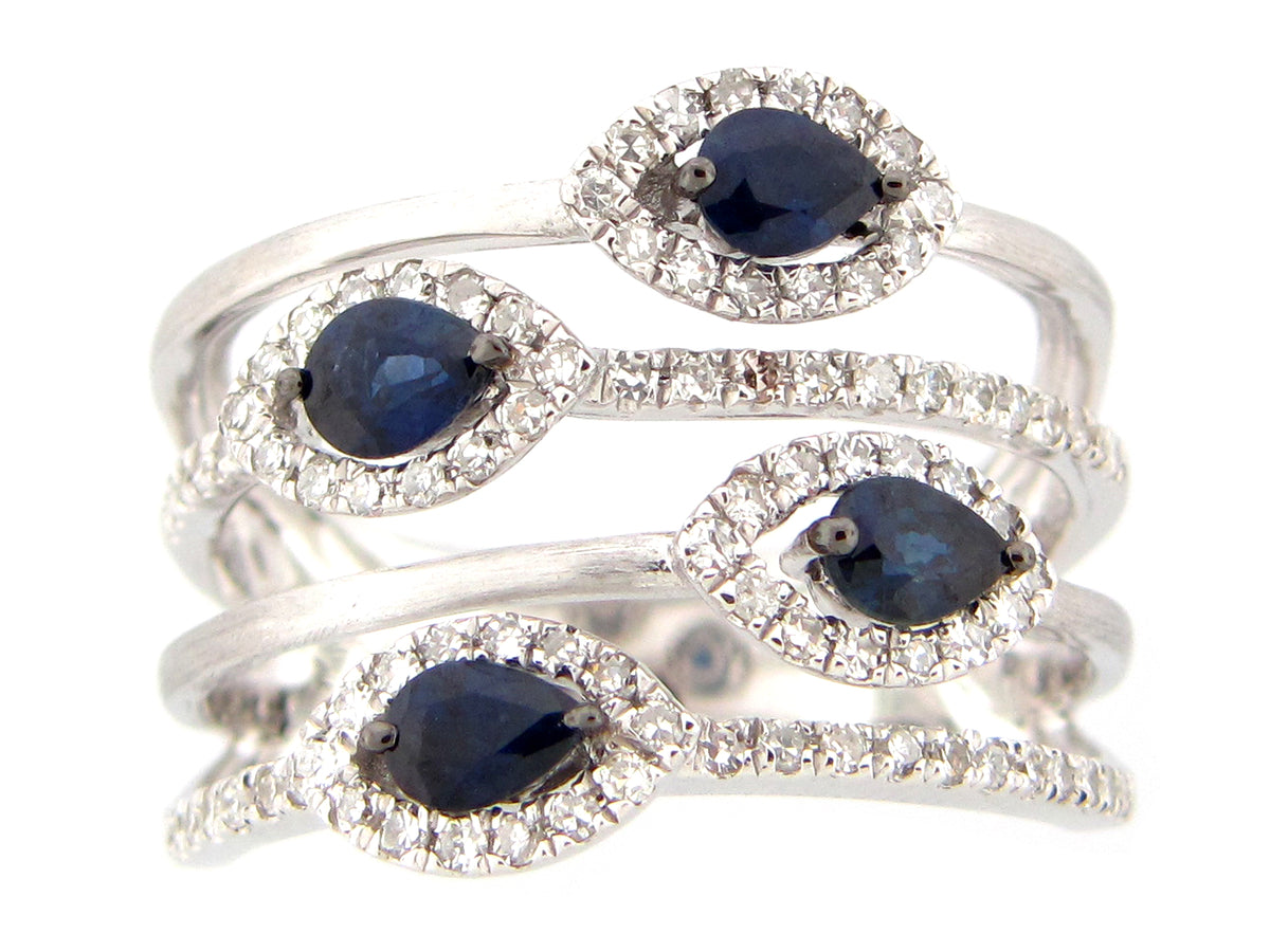 SAPPHIRE & DIAMOND RING, 14KW (H)