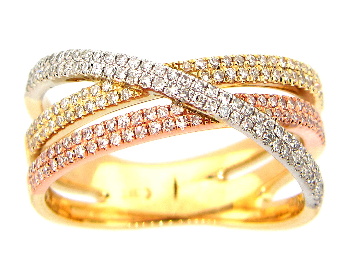 DIAMOND RING, TRICOLOR FINISH, 14KY (N)