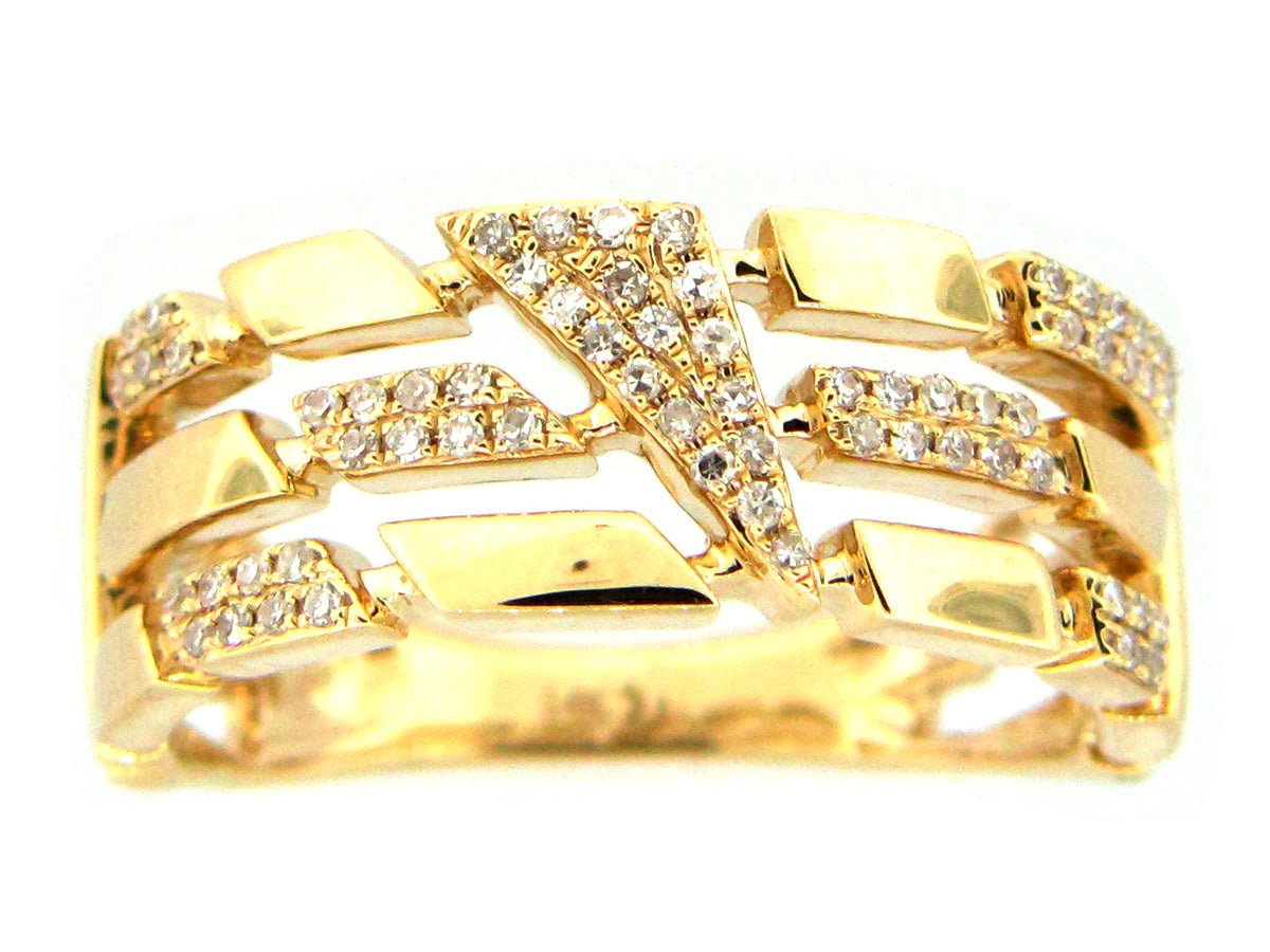 DIAMOND 3 ROW DASH RING, 14KY (N)