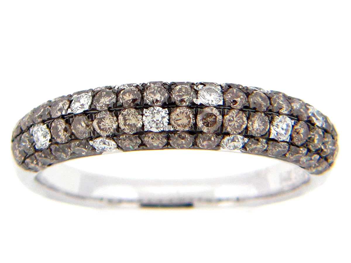 BROWN & WHITE DIAMOND RING, 14KW (N)