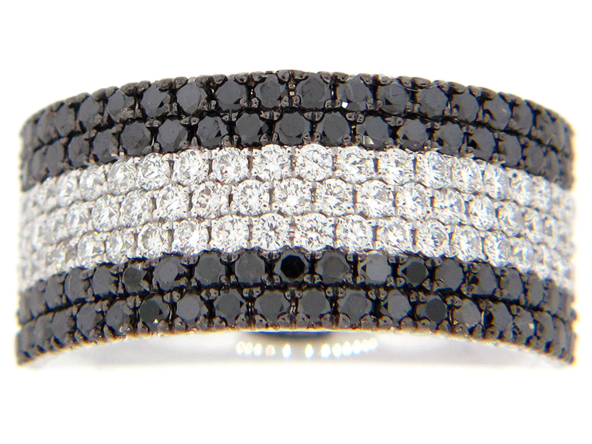 BLACK & WHITE DIAMOND RING, 14KW (R/H)