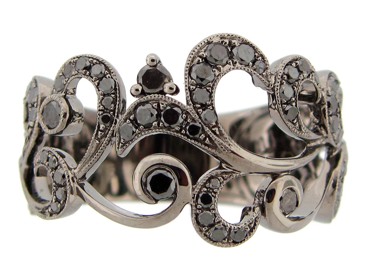 BLACK DIAMOND RING, 14K BLACK FINISH (R/H)