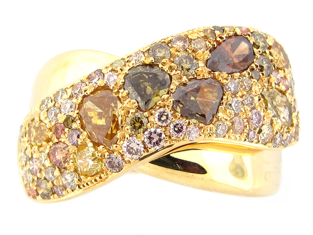 FANCY COLOR DIAMOND RING, 18KY (N)