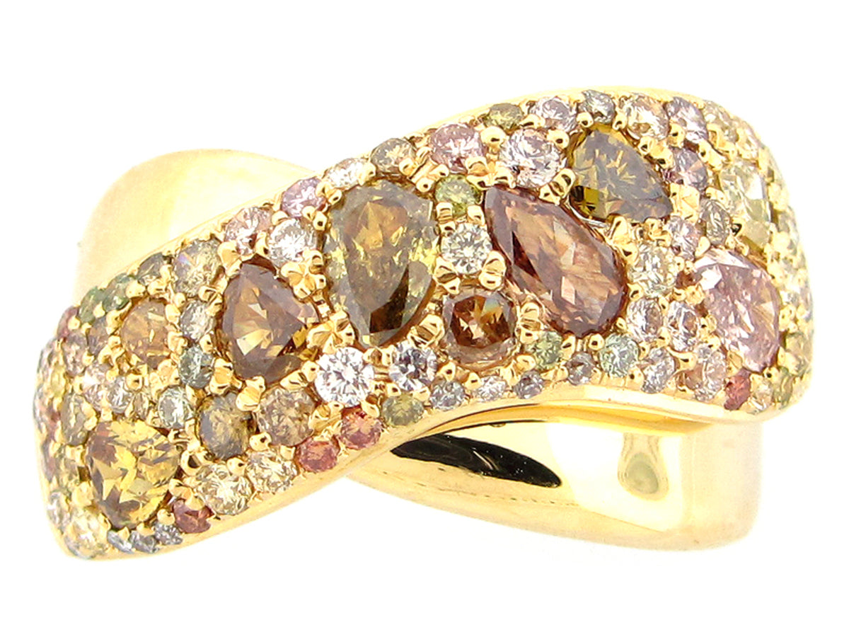 FANCY COLOR DIAMOND RING, 18KY (N)