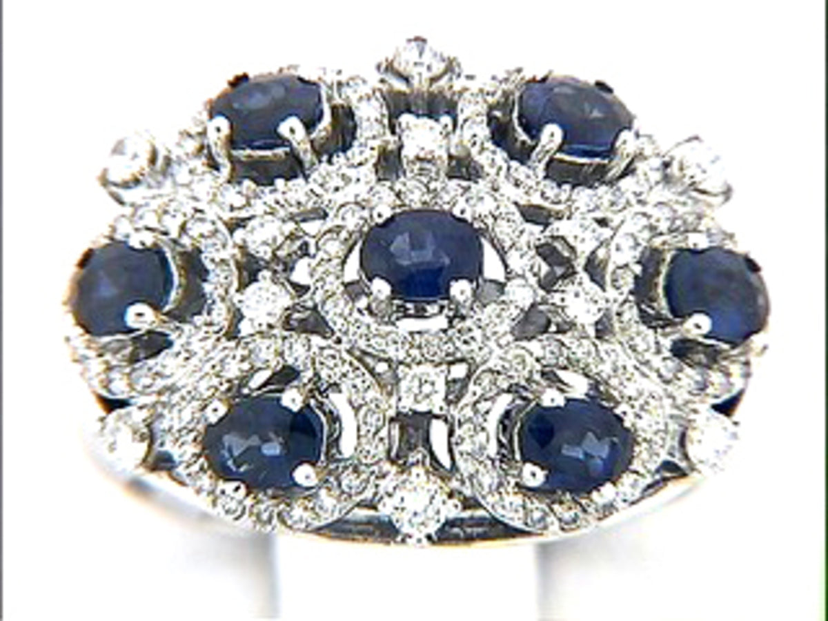SAPPHIRE & DIAMOND RING, 18KW (H), C=1.50