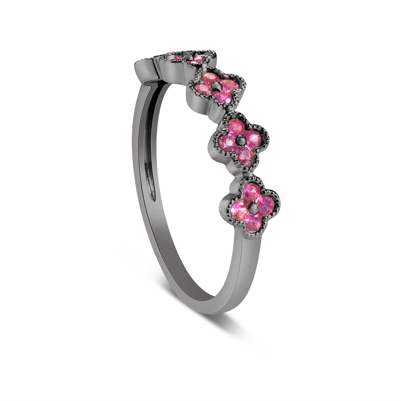 Pink Sapphire Clover Band