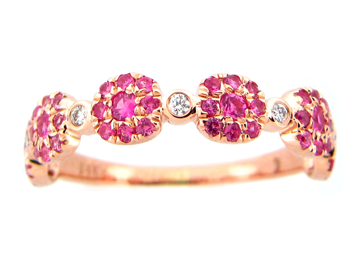 PINK SAPPHIRE & DIAMOND RING, 14KR (H)