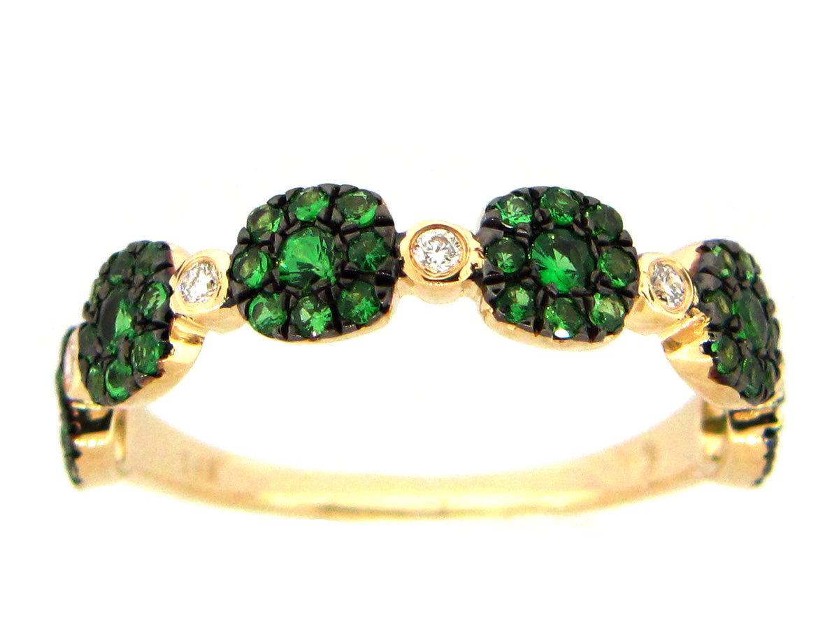 TSAVORITE & DIAMOND RING, 14KY (N)