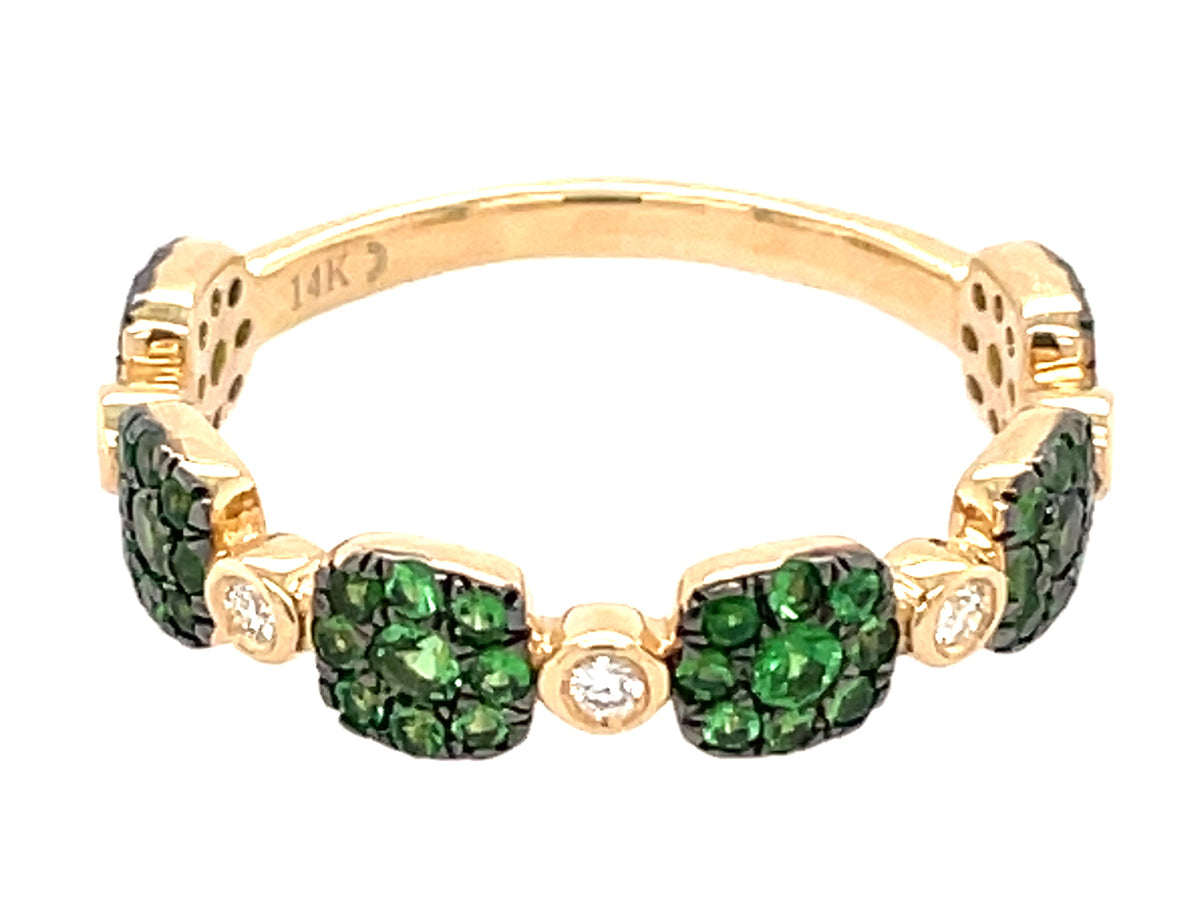 TSAVORITE & DIAMOND RING, 14KY (N)