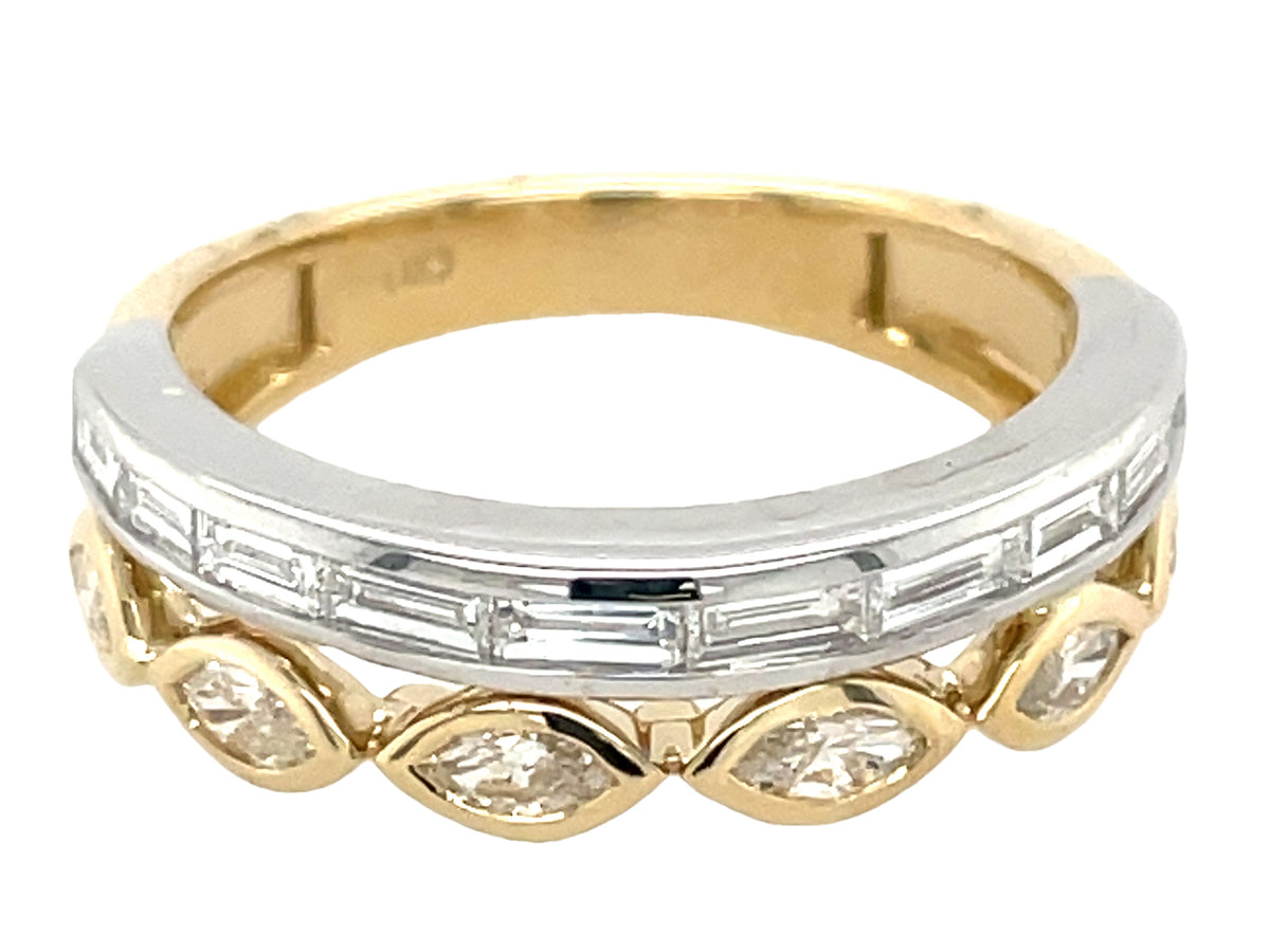 DIAMOND BAGUETTE & MARQUISE 2 ROW RING