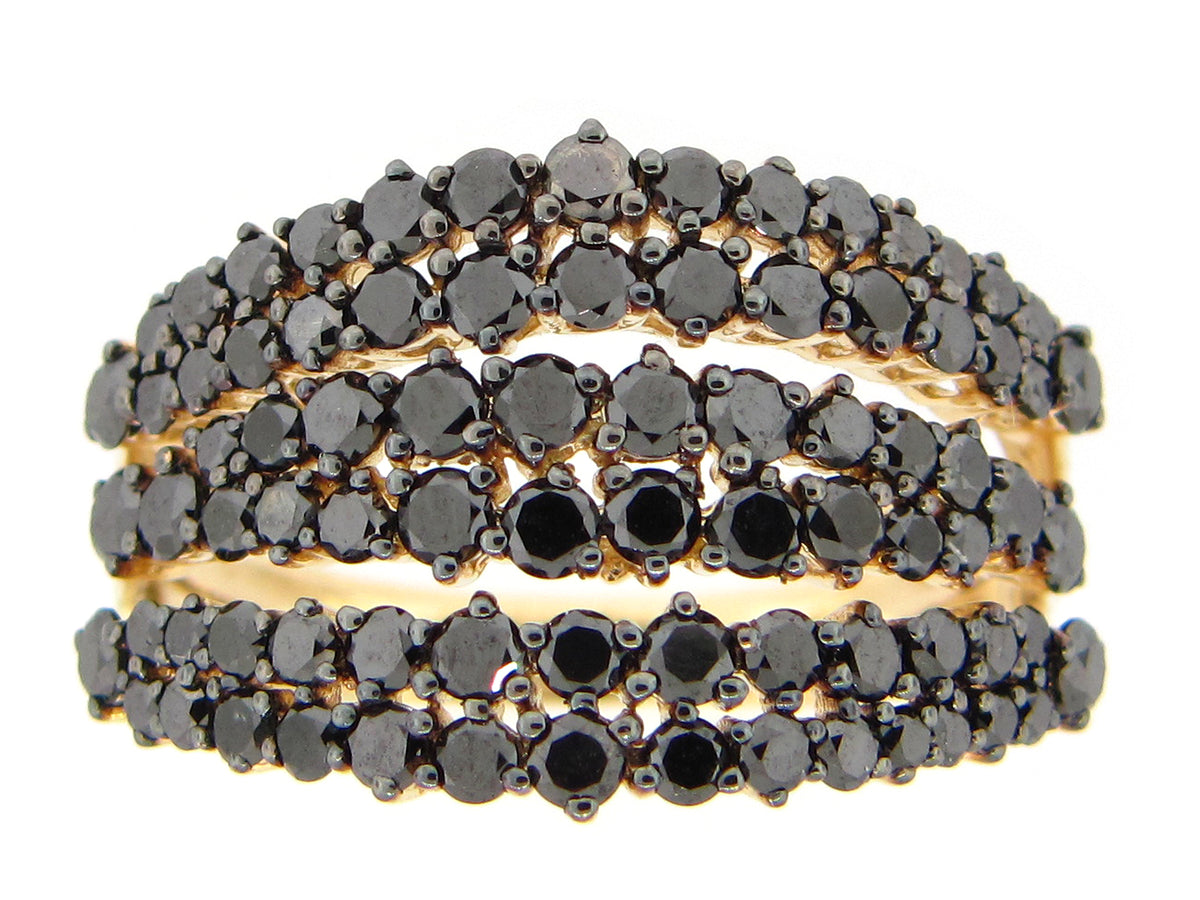 BLACK DIAMOND 6 ROW RING, 14KY (R)
