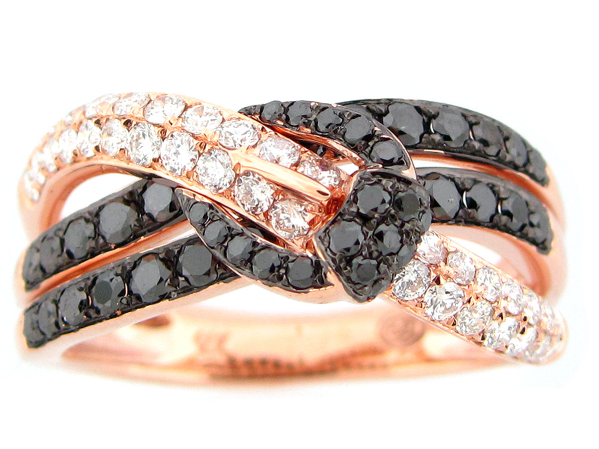 BLACK & WHITE DIAMOND RING, 14KR (R/H)