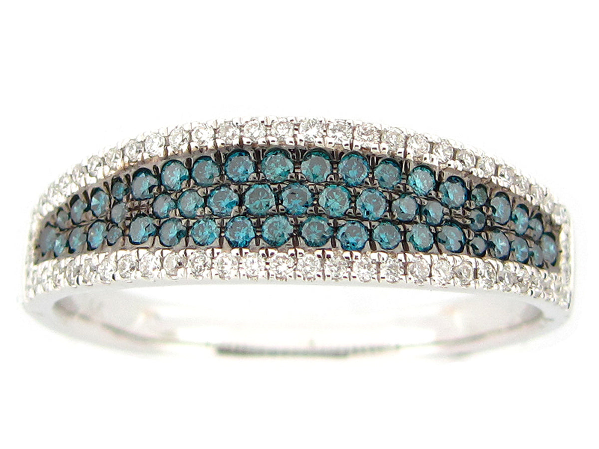 IRR BLUE & WHITE DIAMOND RING, 14KW (R)