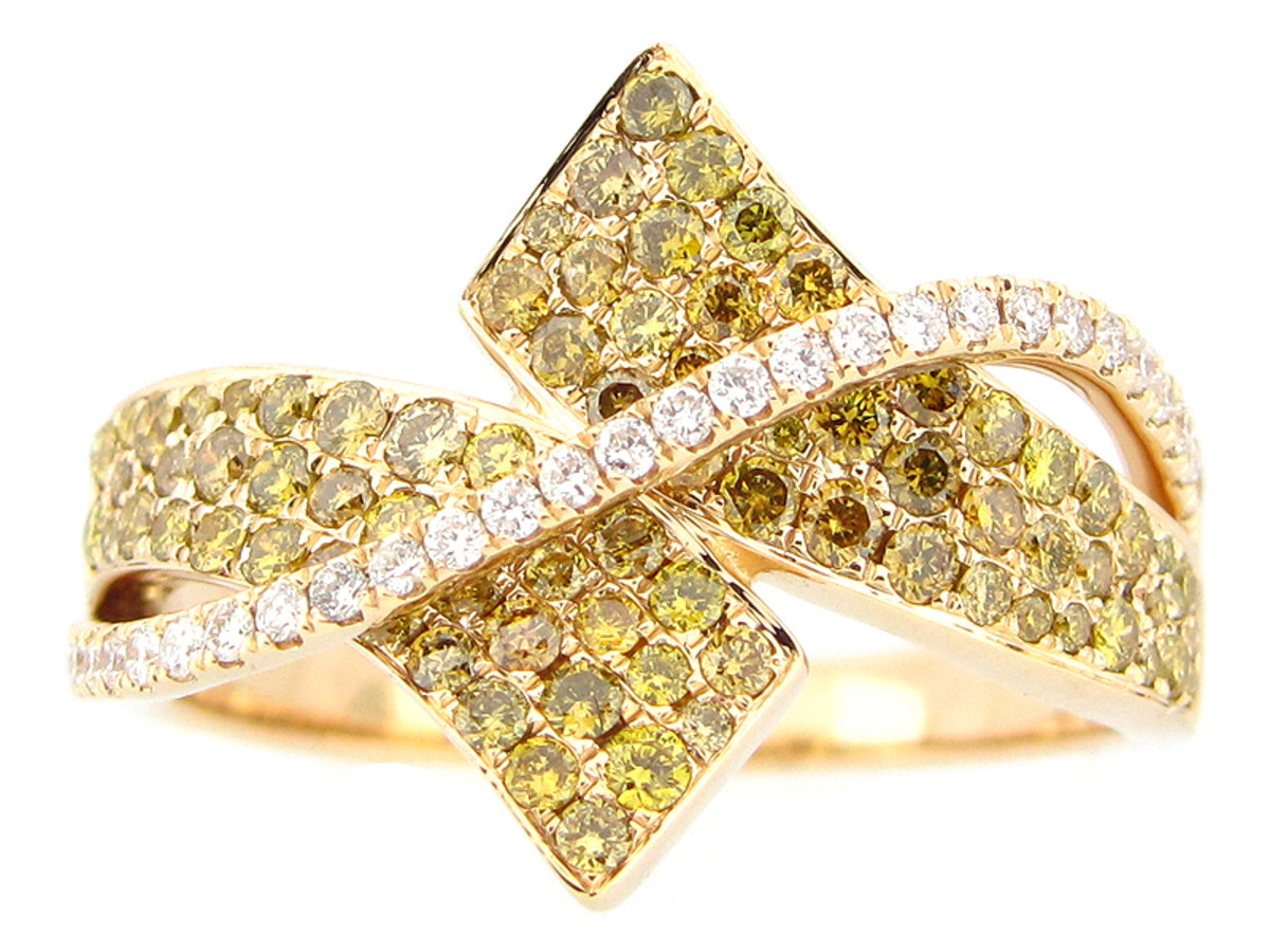 IRR YELLOW & WHITE DIAMOND RING, 14KY (R)