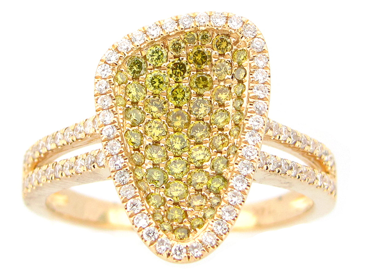 IRR YELLOW & WHITE DIAMOND RING, 14KY (R)