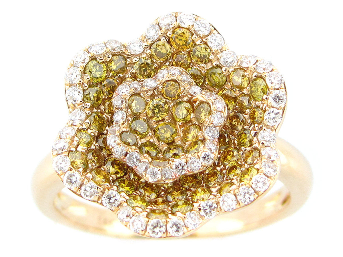 IRR YELLOW & WHITE DIAMOND RING, 14KY (R)