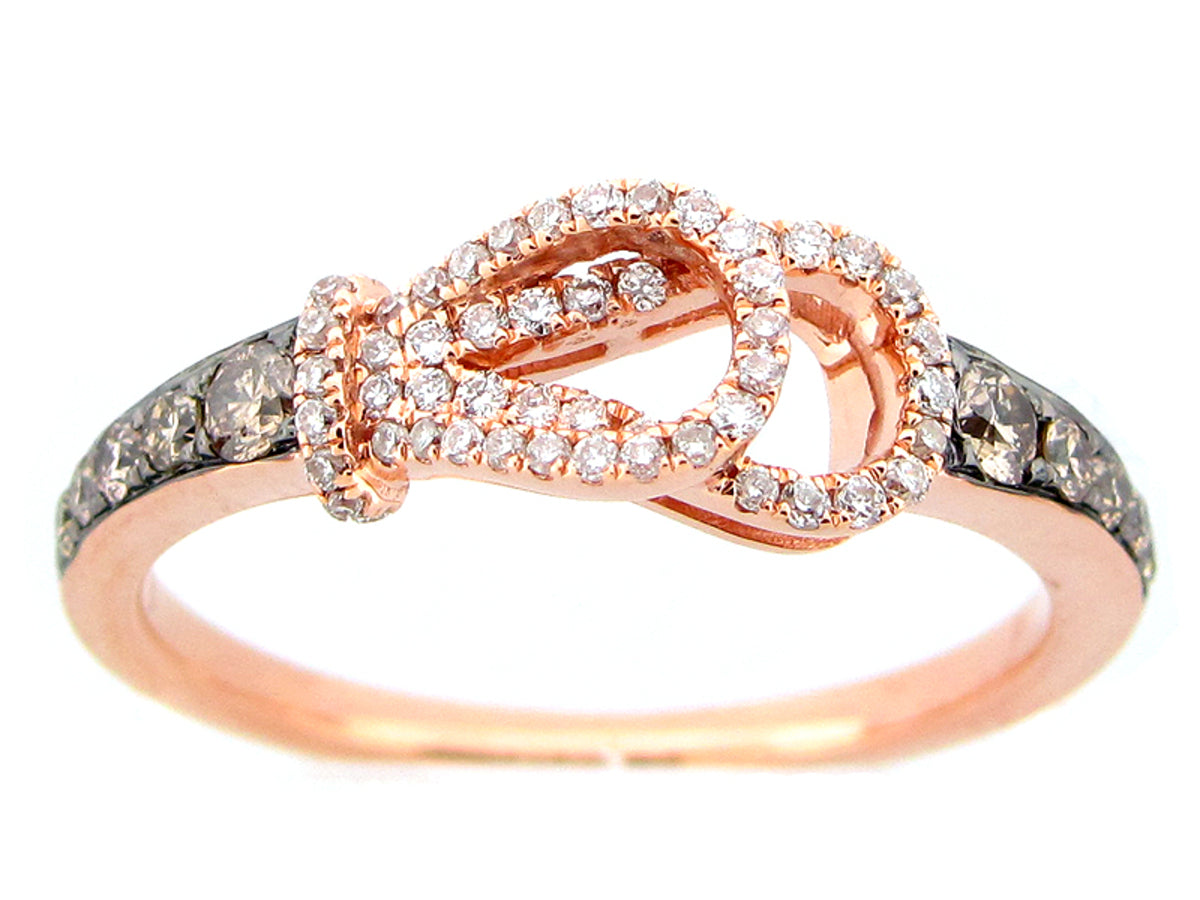 BROWN & WHITE DIAMOND RING, 14KR (N)