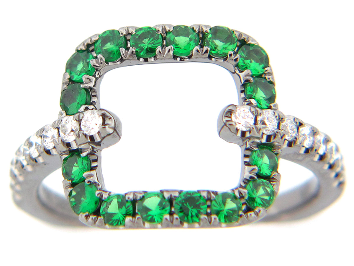 TSAVORITE SQUARE RING, BLACK FINISH, 14KW (N), C=0.43