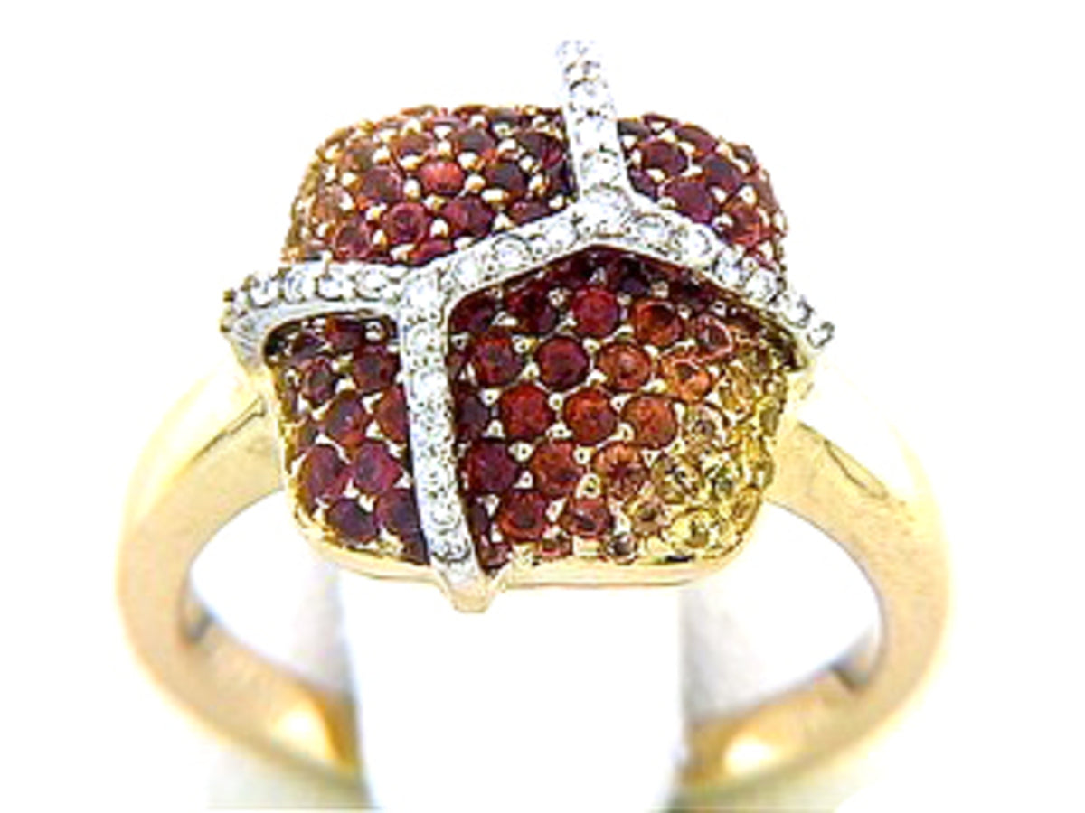 ORANGE SAPPHIRE & DIAMOND RING, 18KT (H/U), C=1.60