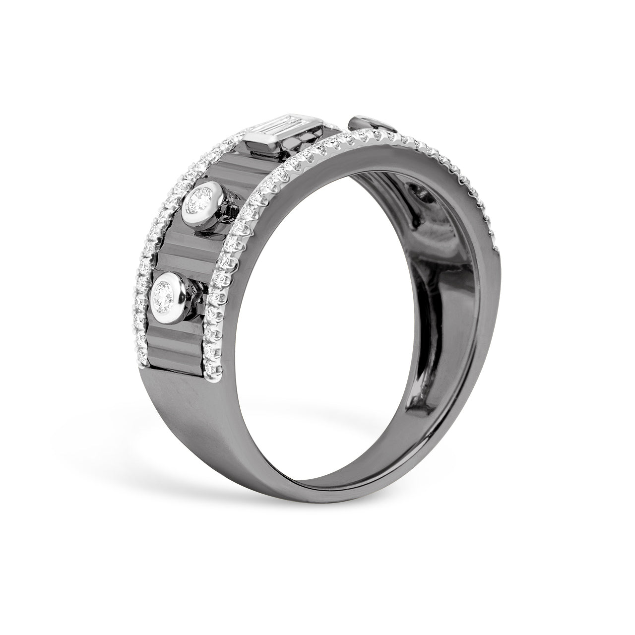 Diamond Baguette & Round Fluted Band