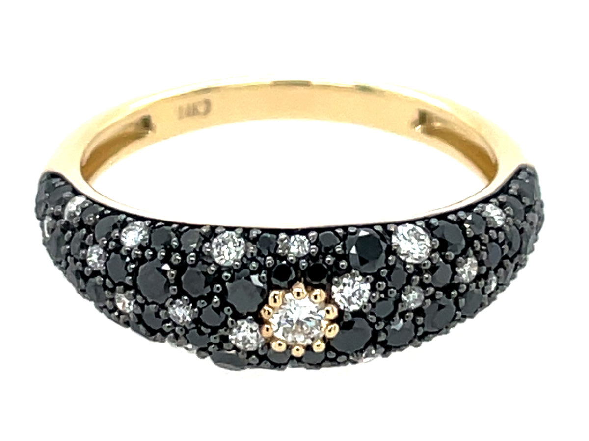 BLACK & WHITE DIAMOND PAVE RING, 6MM