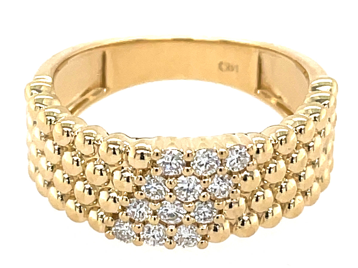 DIAMOND 4 ROW BEAD RING