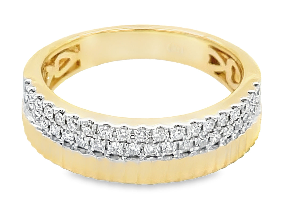 DIAMOND 2 ROW PLEATED RING, 5.2MM