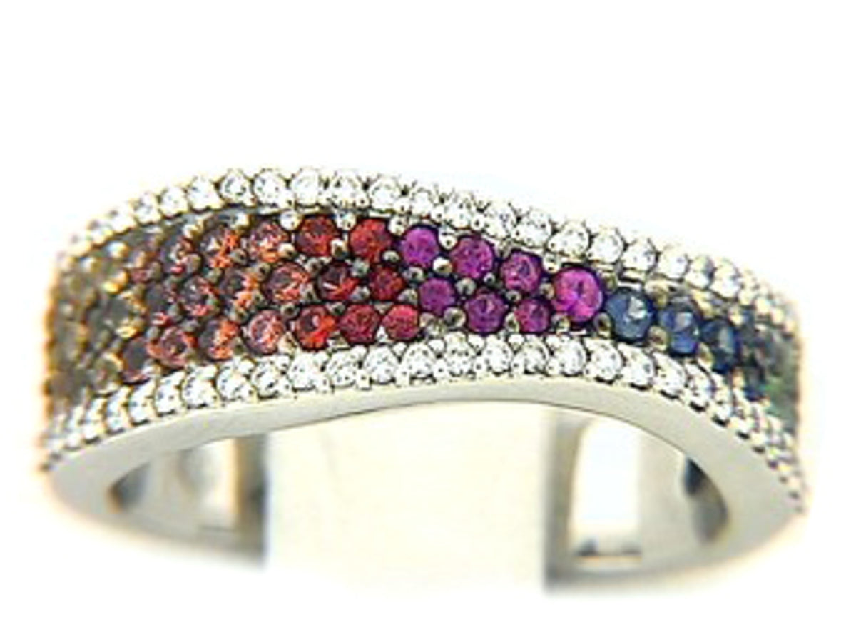 RAINBOW SAPPHIRE, TSAVORITE & DIAMOND RING