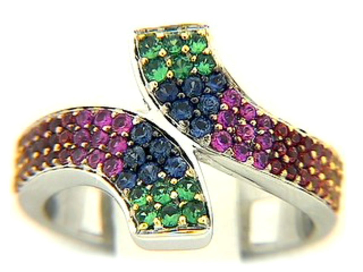 RAINBOW SAPPHIRE & TSAVORITE RING