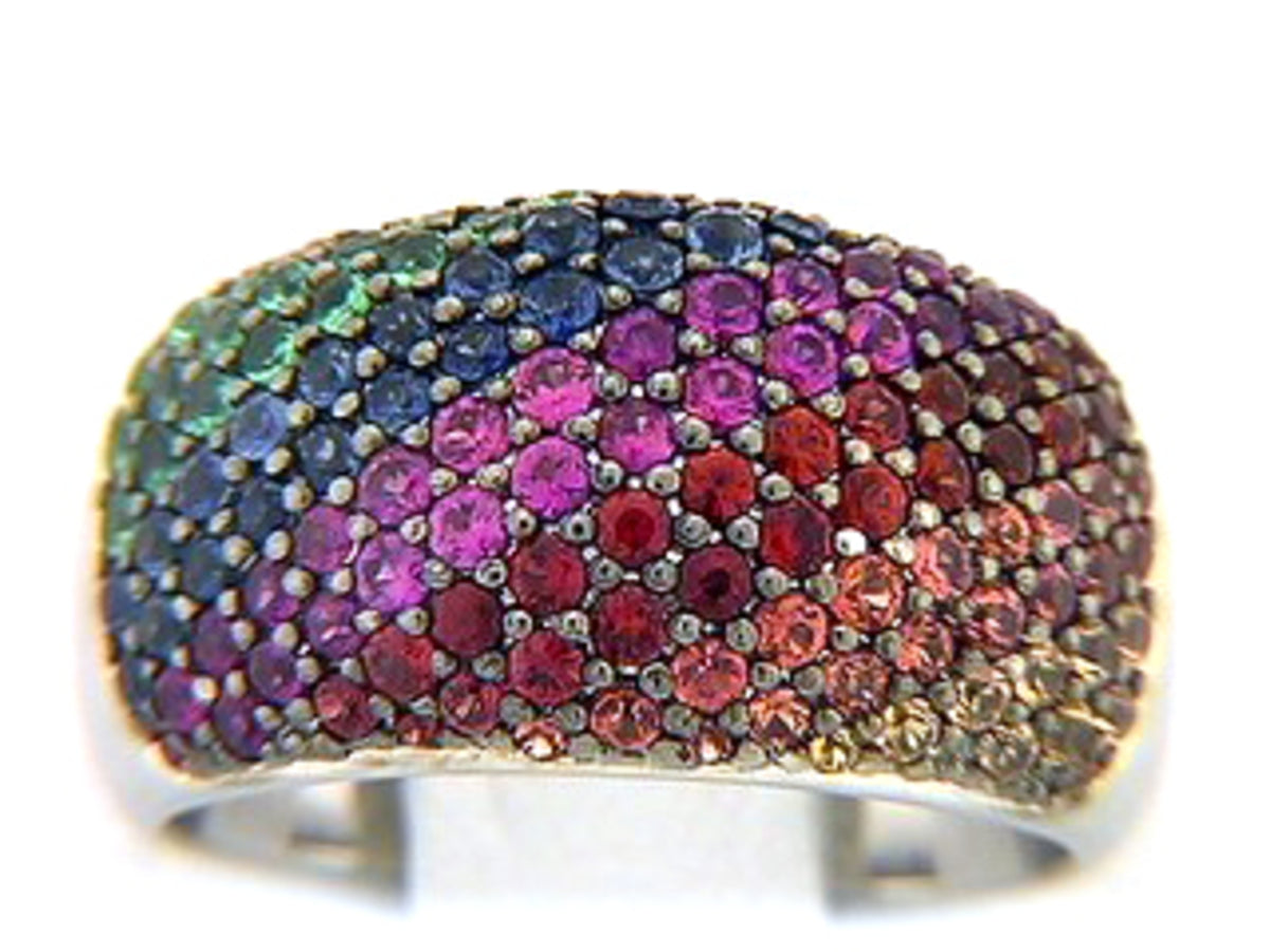 RAINBOW SAPPHIRE & TSAVORITE RING