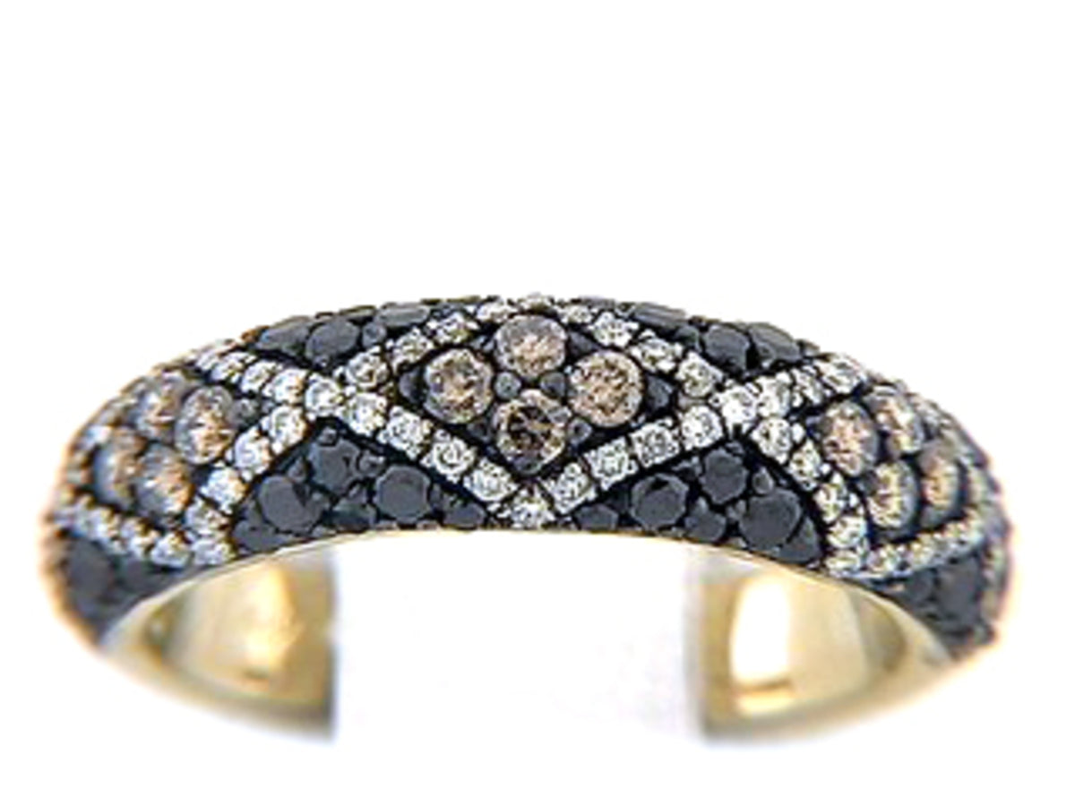 BLACK, BROWN & WHITE DIAMOND RING