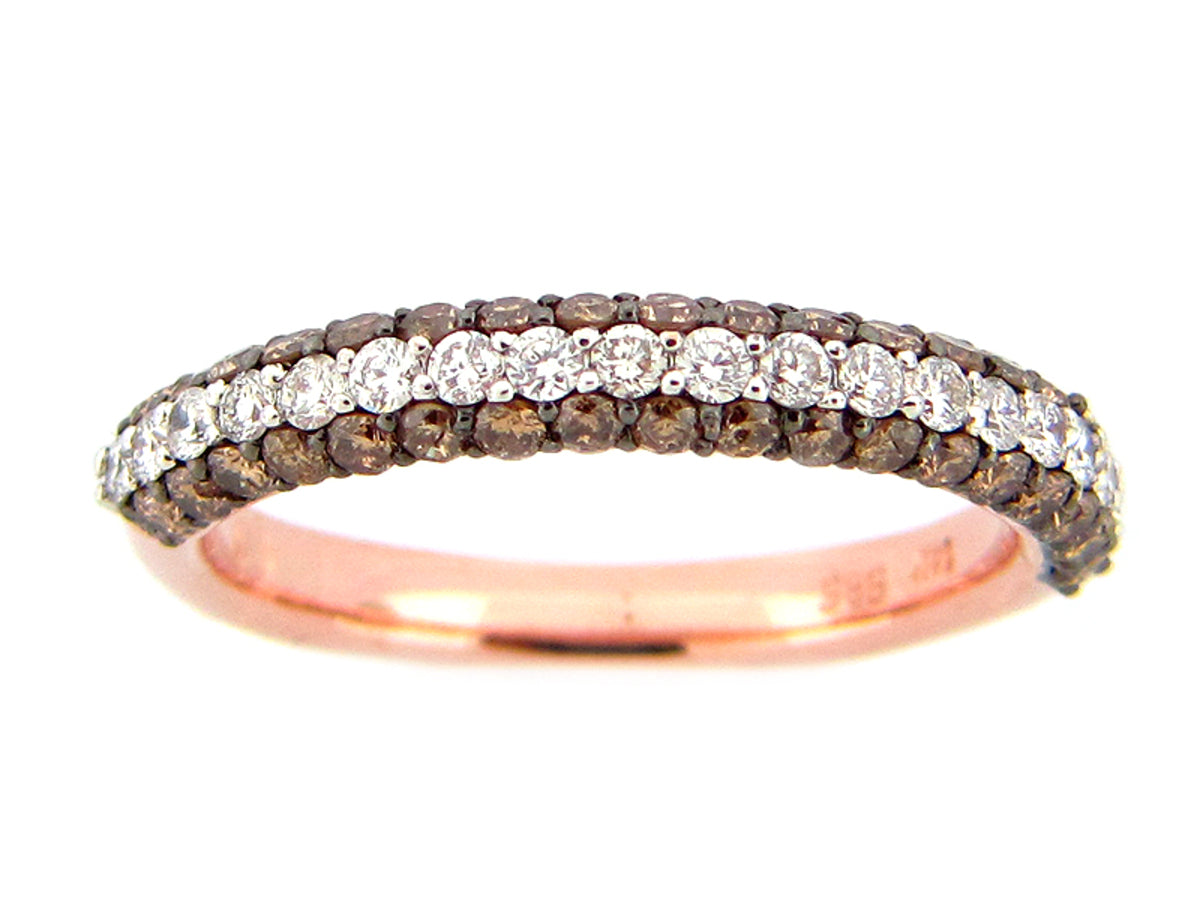 BROWN & WHITE DIAMOND RING, 14KR (N)