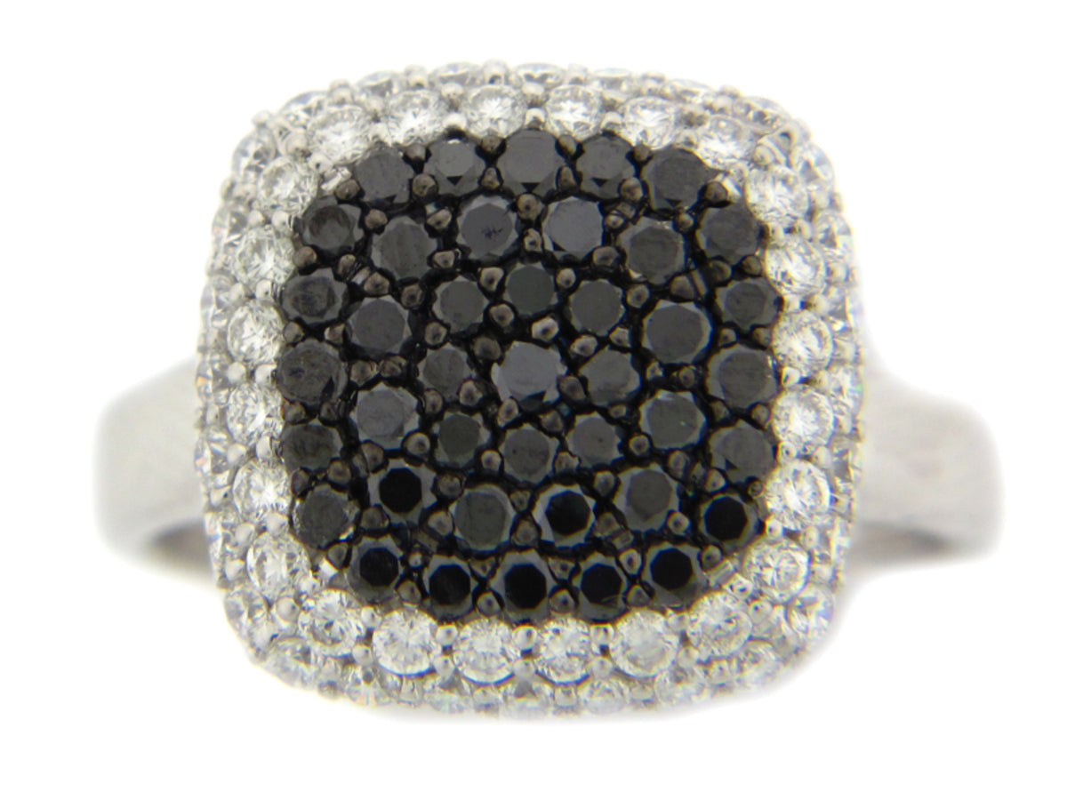 BLACK & WHITE DIAMOND RING, 14KW (R/H)