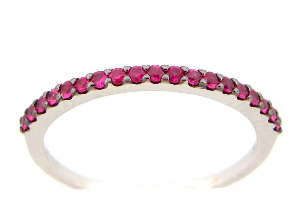 PINK SAPPHIRE 1 ROW BAND RING, 14KW (H)