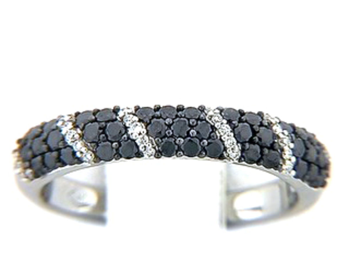 BLACK & WHITE DIAMOND RING, 14KW (R/H)