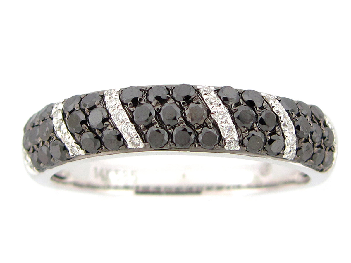 BLACK & WHITE DIAMOND RING, 14KW (R/H)