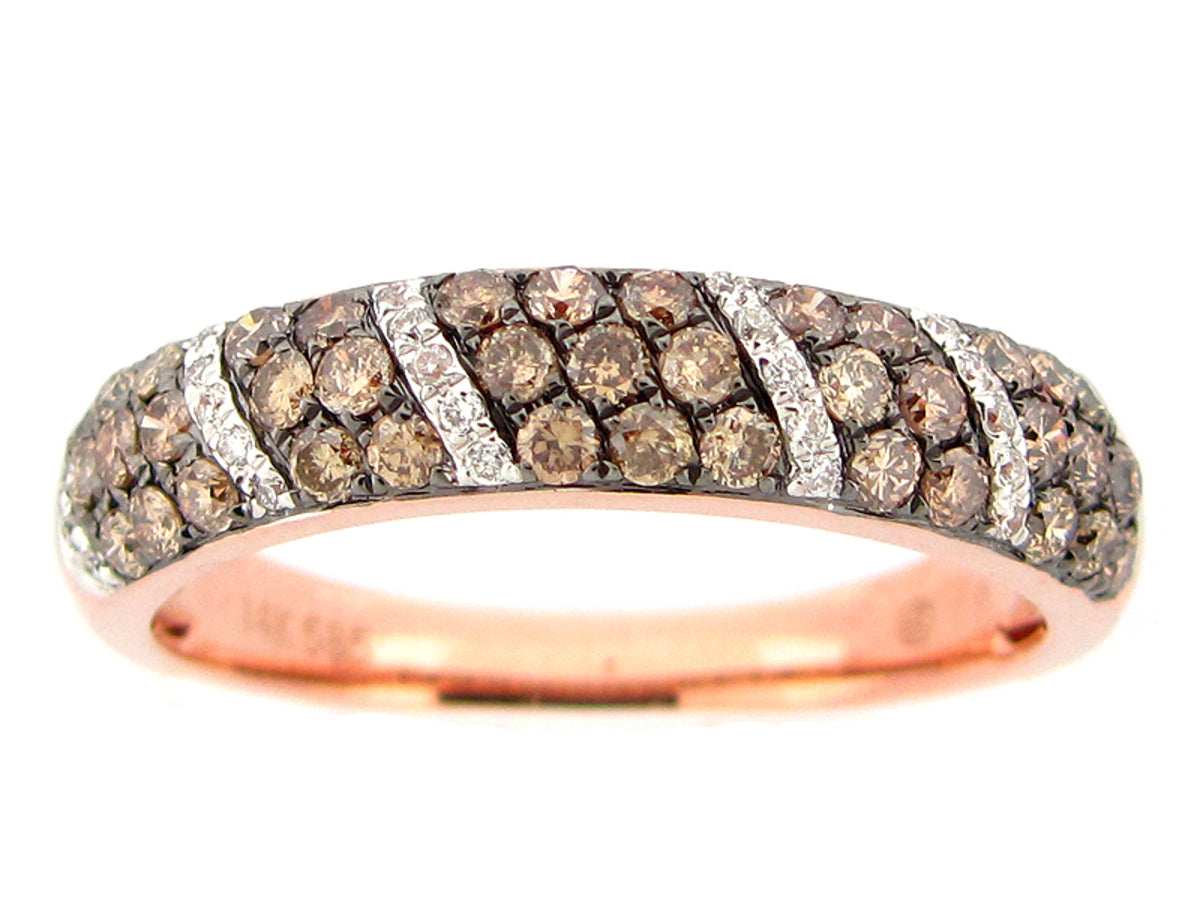 BROWN & WHITE DIAMOND RING, 14KR (N)