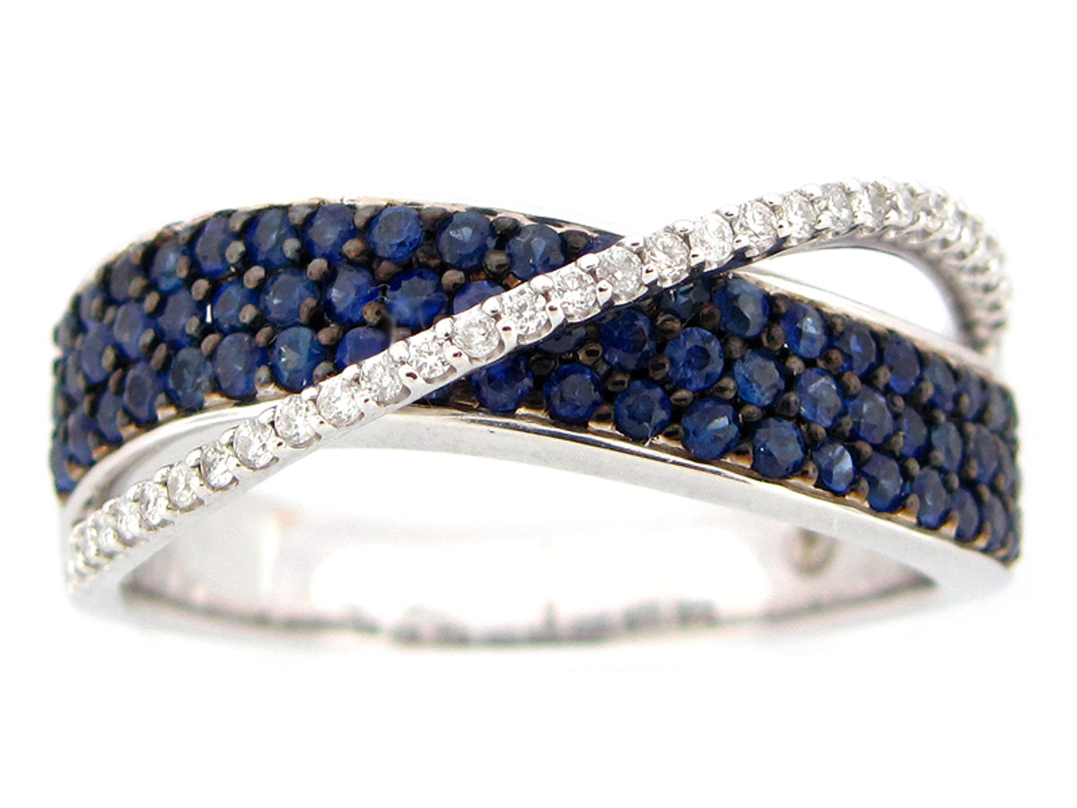 SAPPHIRE & DIAMOND RING, 14KW (H) D=0.15